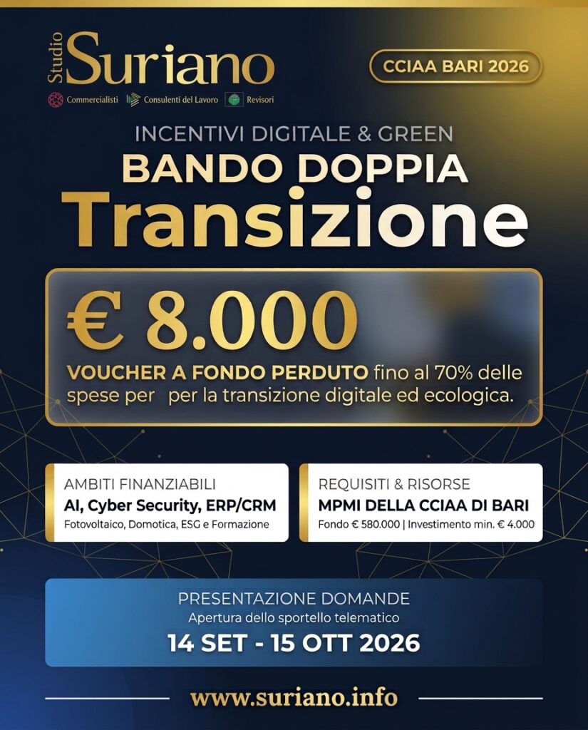 Bando Doppia Transizione Bari 2026: Voucher fino a 8.000€
